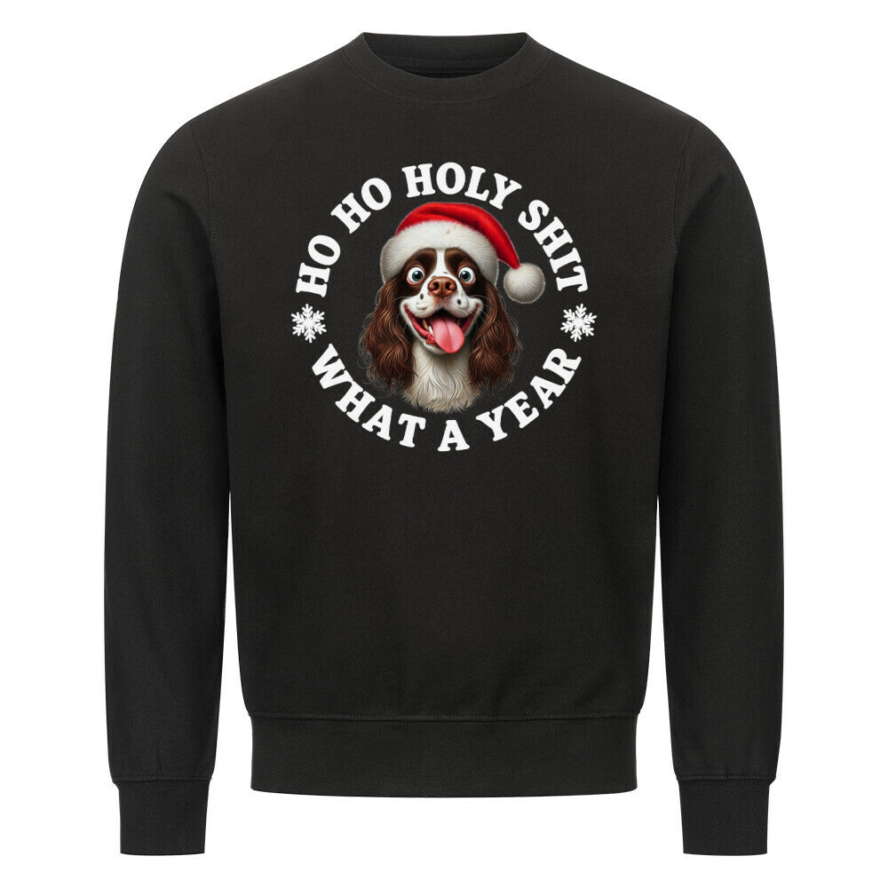 Premium Sweatshirt "Springer Spaniel - HO HO..." Schwarz – hunde-shirt.de