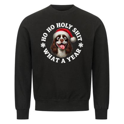 Premium Sweatshirt "Springer Spaniel - HO HO..." Schwarz – hunde-shirt.de