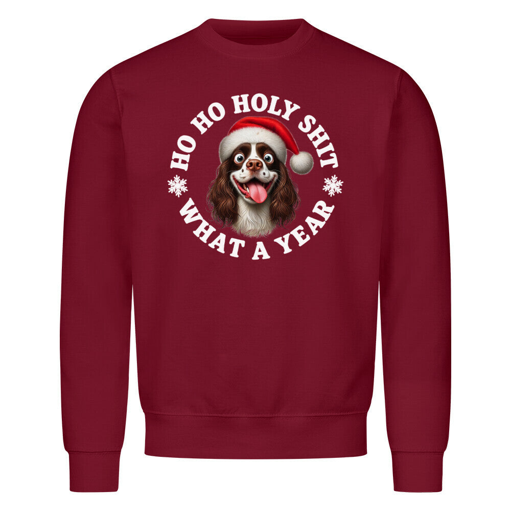 Premium Sweatshirt "Springer Spaniel - HO HO..." Burgunder – hunde-shirt.de