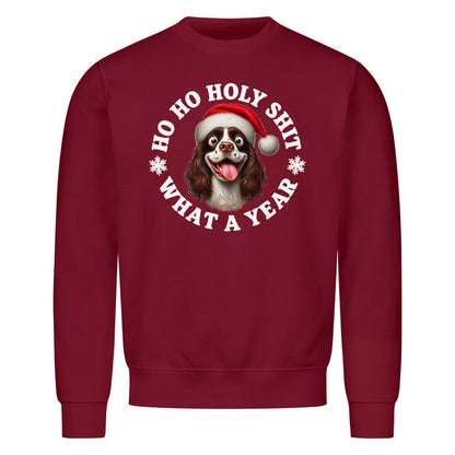 Premium Sweatshirt "Springer Spaniel - HO HO..." Burgunder – hunde-shirt.de
