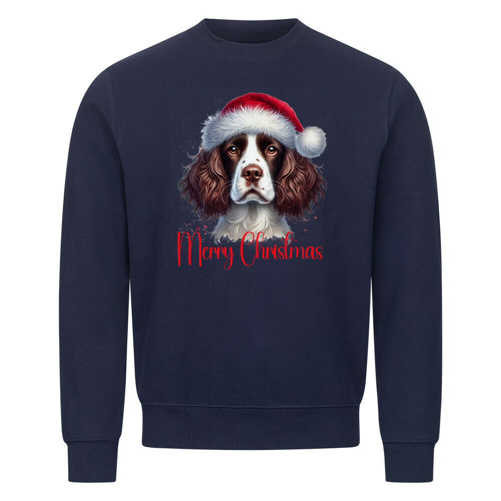 Premium Sweatshirt "Springer Spaniel - Merry Christmas" Navy Blue – hunde-shirt.de