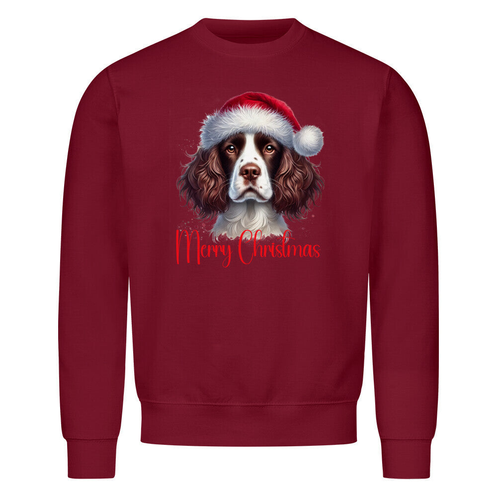 Premium Sweatshirt "Springer Spaniel - Merry Christmas" Burgunder – hunde-shirt.de