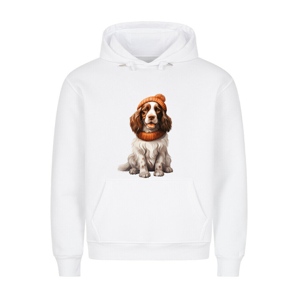 Premium Hoodie "Springer Spaniel - Cold" Weiß – hunde-shirt.de