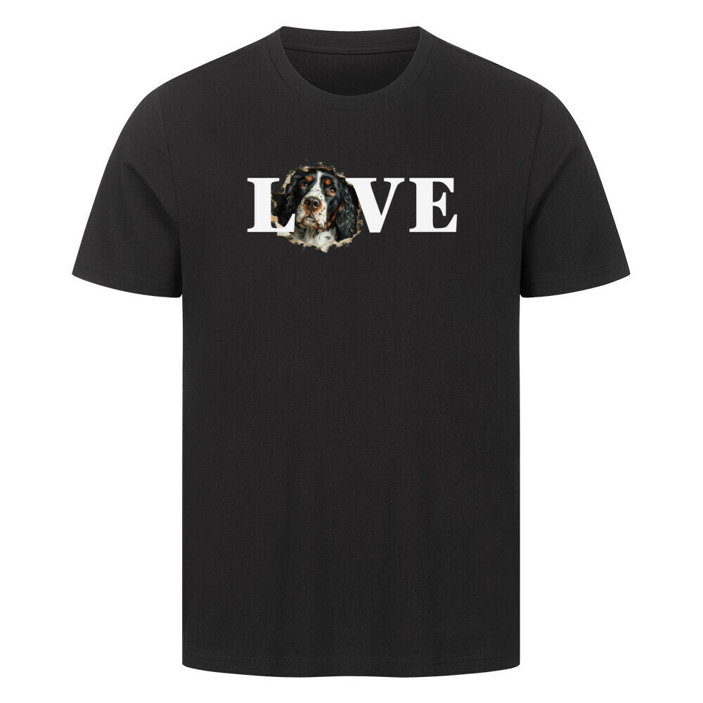 Premium T-Shirt "Springer Spaniel - LOVE" Schwarz – hunde-shirt.de