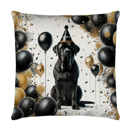 Kissen "Cane Corso ( schwarz ) - Geburtstag" Weiß – hunde-shirt.de
