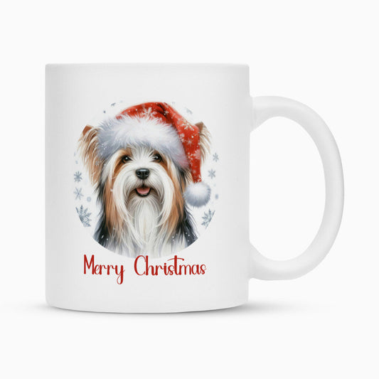 Tasse "Biewer Terrier - Merry Christmas 2" Weiß – hunde-shirt.de