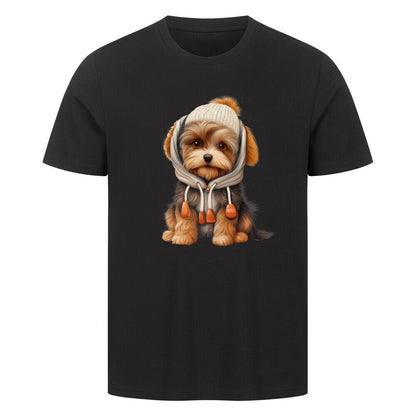 Premium T-Shirt "Biewer Terrier - Winter" Schwarz – hunde-shirt.de
