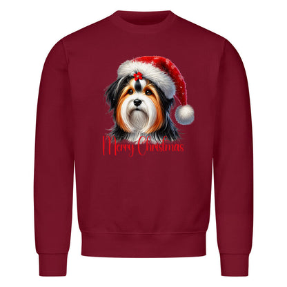 Premium Sweatshirt "Biewer Terrier - Merry Christmas" Burgunder – hunde-shirt.de