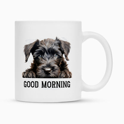 Tasse "Black Russian Terrier - GOOD MORNING" Weiß – hunde-shirt.de