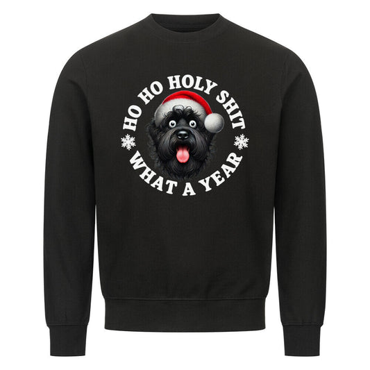 Premium Sweatshirt "Black Russian Terrier - HO HO..." Schwarz – hunde-shirt.de
