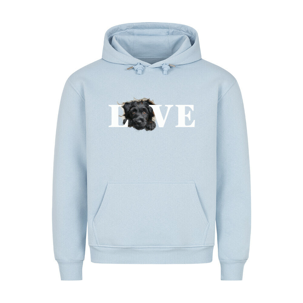 Premium Hoodie "Black Russian Terrier - LOVE" Babyblau – hunde-shirt.de
