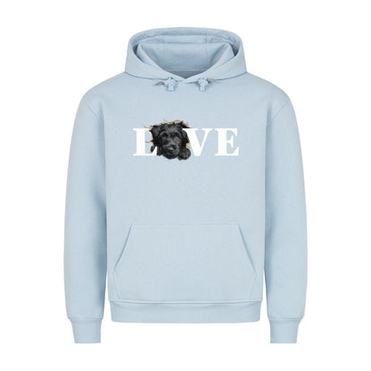 Premium Hoodie "Black Russian Terrier - LOVE" Babyblau – hunde-shirt.de