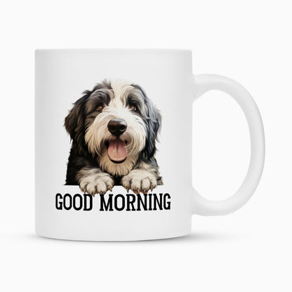 Tasse "Bobtail - Good Morning" Weiß – hunde-shirt.de