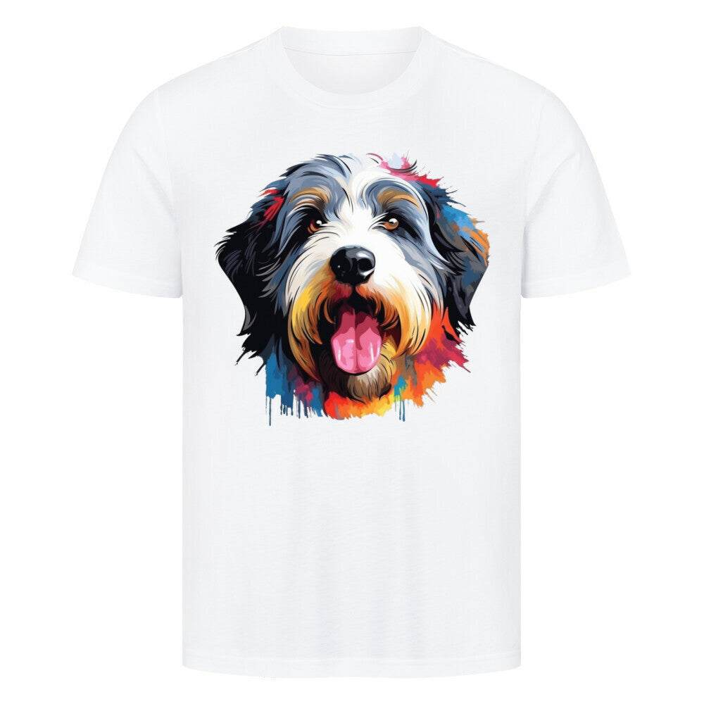 Premium T-Shirt "Bobtail - Splash" Weiß – hunde-shirt.de