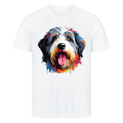 Premium T-Shirt "Bobtail - Splash" Weiß – hunde-shirt.de