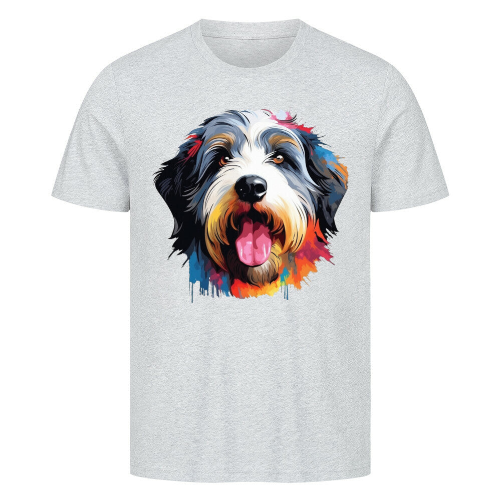 Premium T-Shirt "Bobtail - Splash" Heather Grey – hunde-shirt.de
