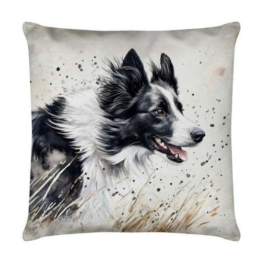 Kissen "Border Collie - Nature Run" Weiß – hunde-shirt.de