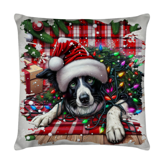 Kissen "Border Collie - Funny Christmas" Weiß – hunde-shirt.de