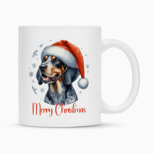 Tasse "Coonhound Bluetick - Merry Christmas" Weiß – hunde-shirt.de