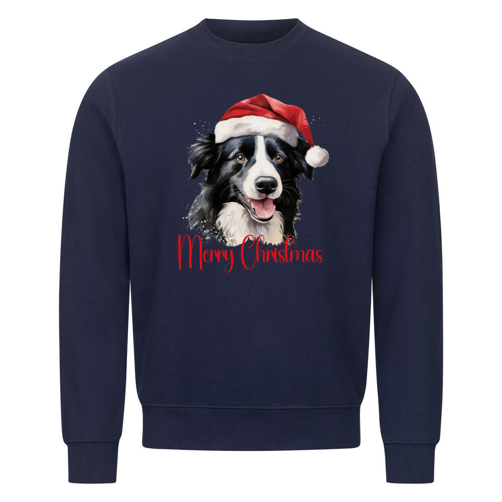 Premium Sweatshirt "Border Collie - Merry Christmas" Navy Blue – hunde-shirt.de