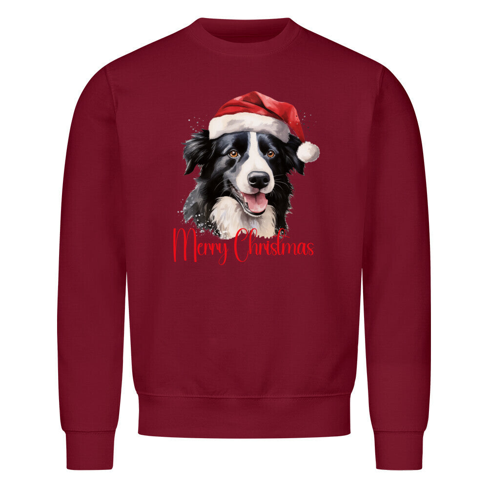 Premium Sweatshirt "Border Collie - Merry Christmas" Burgunder – hunde-shirt.de