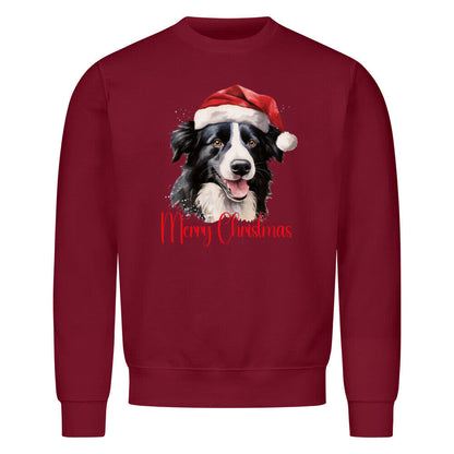 Premium Sweatshirt "Border Collie - Merry Christmas" Burgunder – hunde-shirt.de