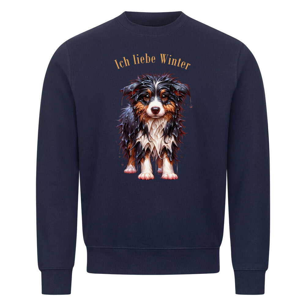 Premium Sweatshirt "Border Collie - Ich liebe Winter" Navy Blue – hunde-shirt.de