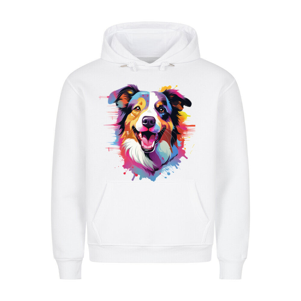Premium Hoodie "Border Collie - Paint" Weiß – hunde-shirt.de