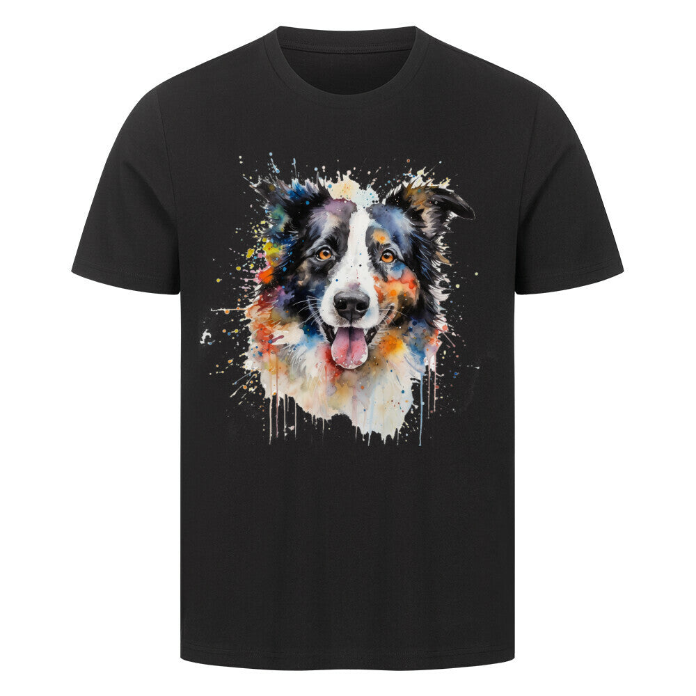 Premium T-Shirt "Border Collie - Aqua" Schwarz – hunde-shirt.de