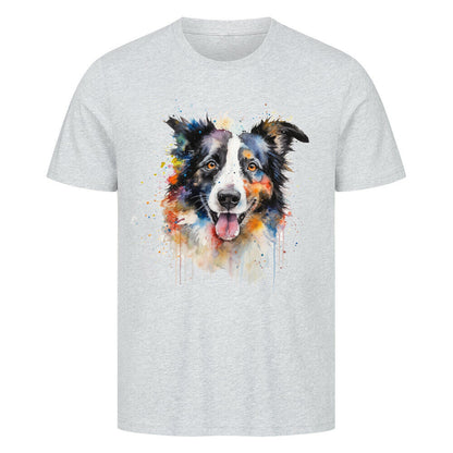 Premium T-Shirt "Border Collie - Aqua" Heather Grey – hunde-shirt.de