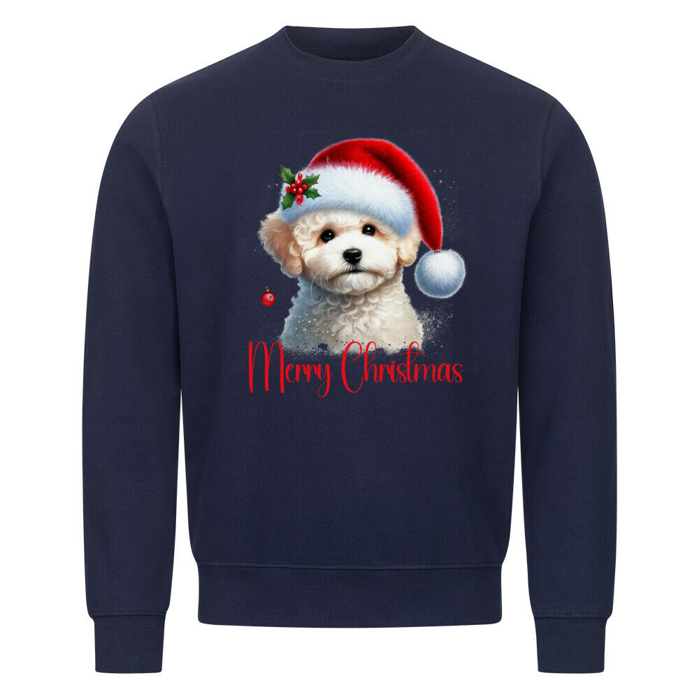 Premium Sweatshirt "Bologneser - Merry Christmas" Navy Blue – hunde-shirt.de