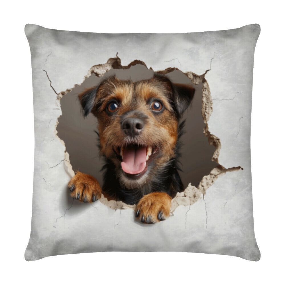 Kissen "Border Terrier - Look" Weiß – hunde-shirt.de