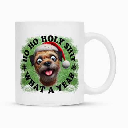 Tasse "Border Terrier - HO HO..." Weiß – hunde-shirt.de