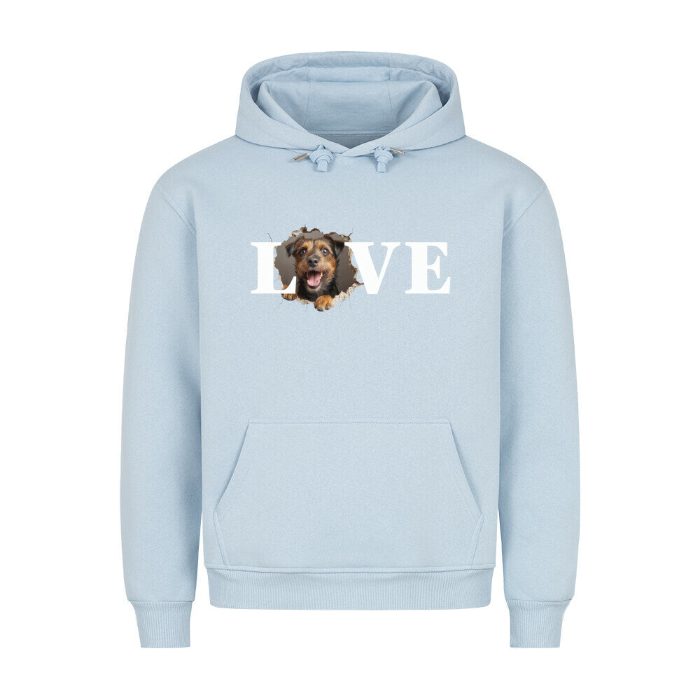 Premium Hoodie "Border Terrier - LOVE" Babyblau – hunde-shirt.de