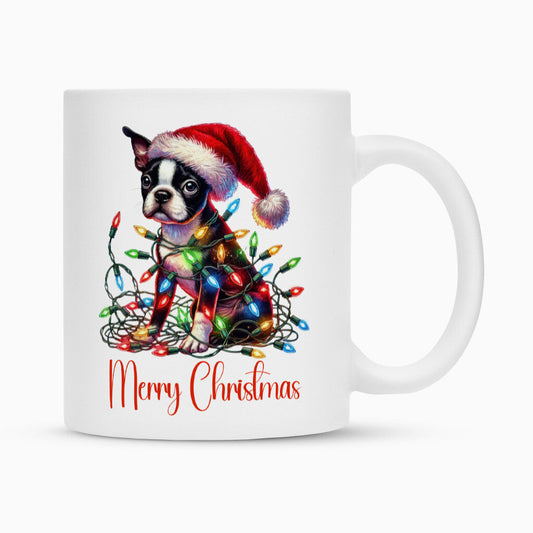 Tasse "Boston Terrier - Funny Christmas" Weiß – hunde-shirt.de