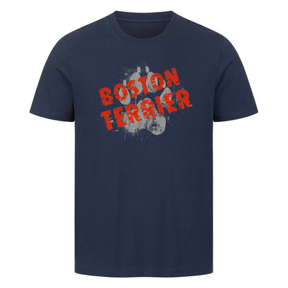 Premium T-Shirt "Boston Terrier - PAW" French Navy – hunde-shirt.de