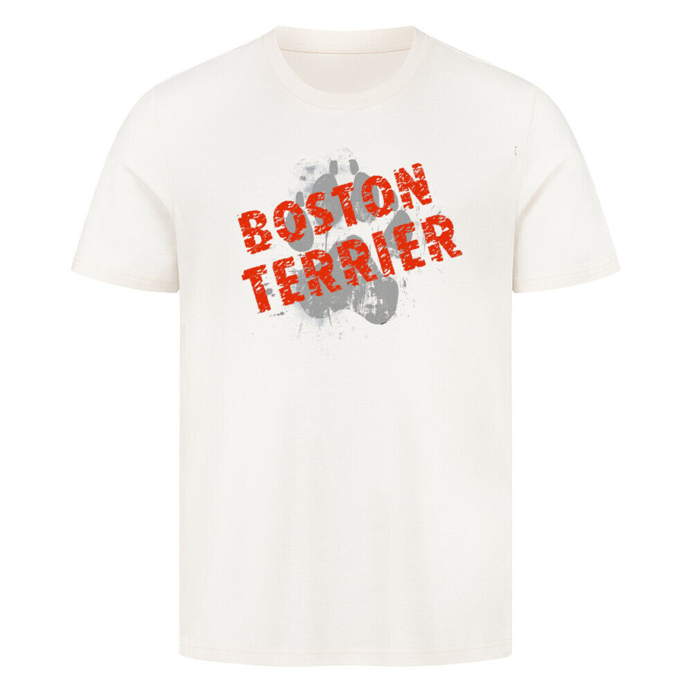 Premium T-Shirt "Boston Terrier - PAW" Natural Raw – hunde-shirt.de