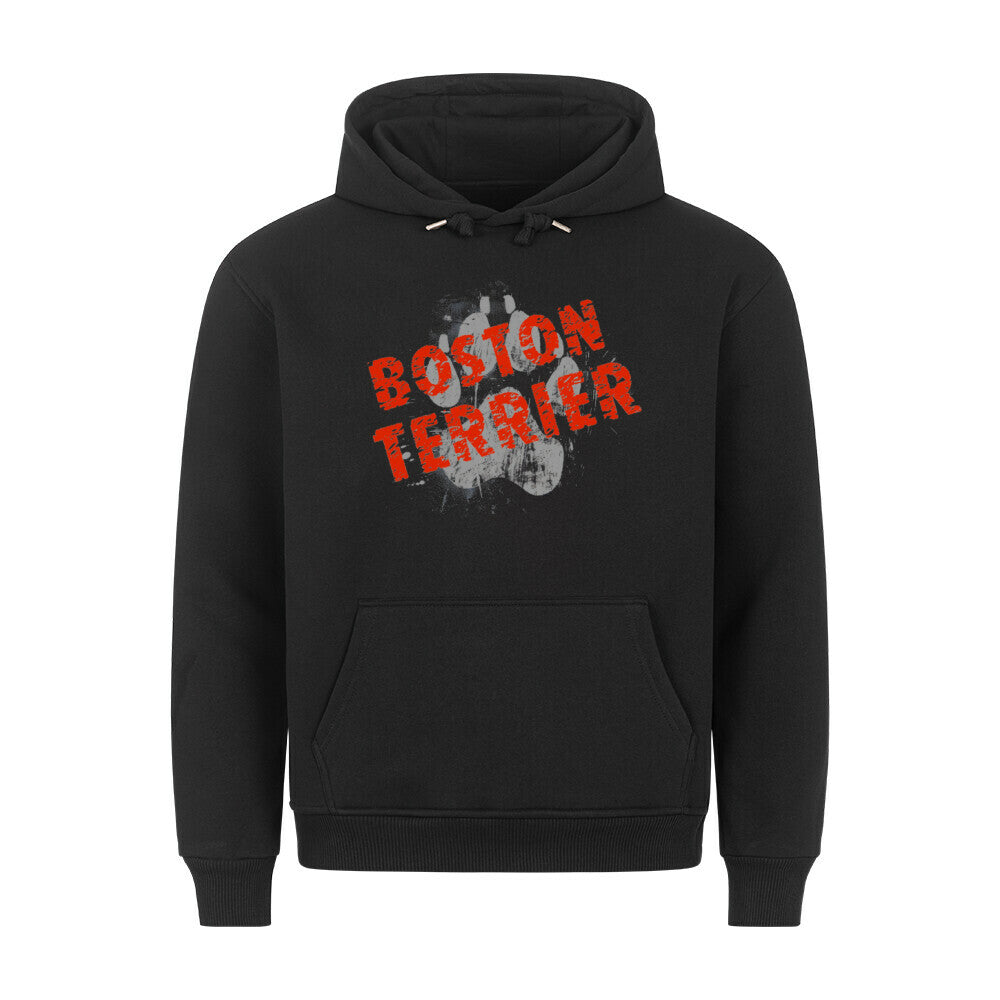 Premium Hoodie "Boston Terrier - PAW" Schwarz – hunde-shirt.de