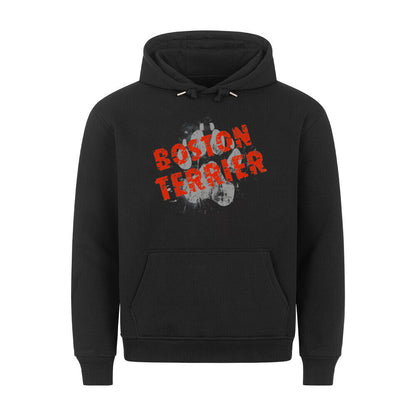 Premium Hoodie "Boston Terrier - PAW" Schwarz – hunde-shirt.de