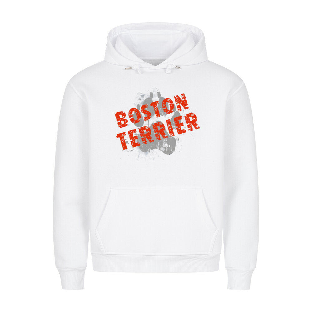 Premium Hoodie "Boston Terrier - PAW" Weiß – hunde-shirt.de