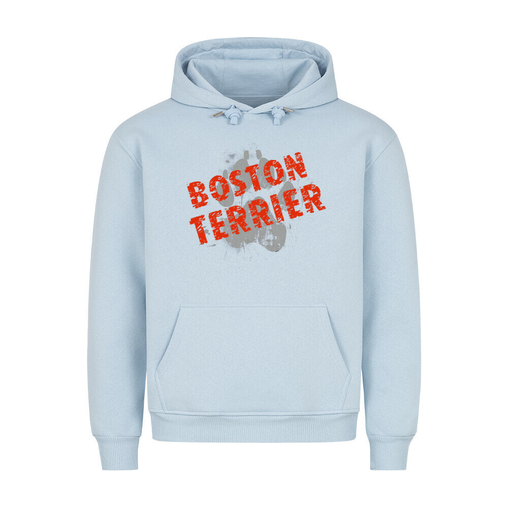 Premium Hoodie "Boston Terrier - PAW" Babyblau – hunde-shirt.de