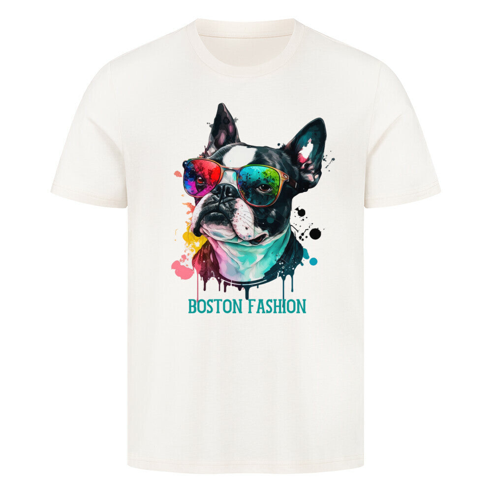 Premium T-Shirt "Boston Terrier - Fashion" Natural Raw – hunde-shirt.de
