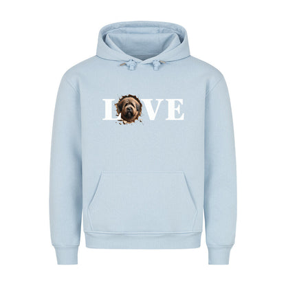 Premium Hoodie "Bouvier ( hell ) - LOVE" Babyblau – hunde-shirt.de