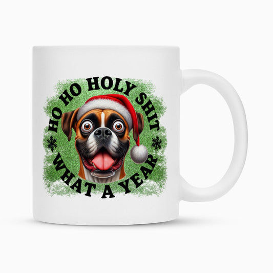 Tasse "Boxer - HO HO..." Weiß – hunde-shirt.de