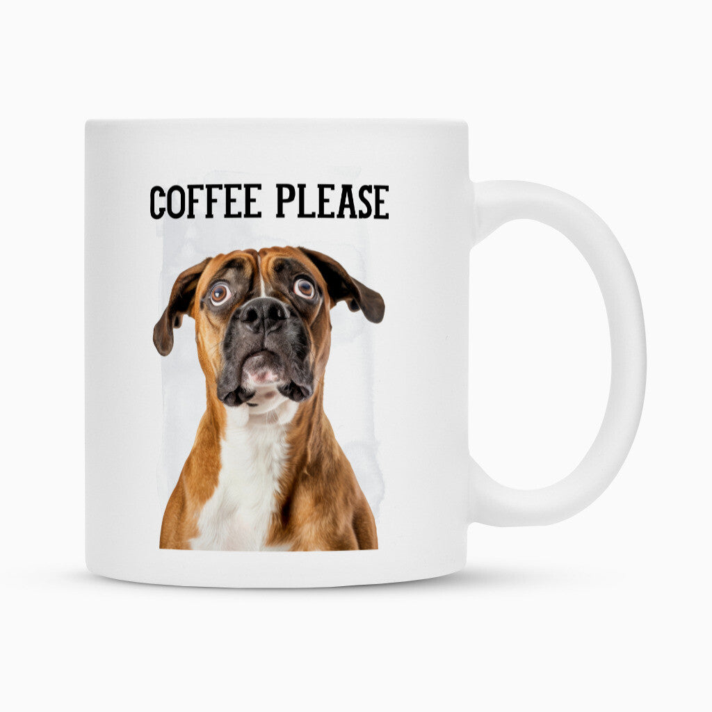 Tasse "Boxer - Coffee please" Weiß – hunde-shirt.de