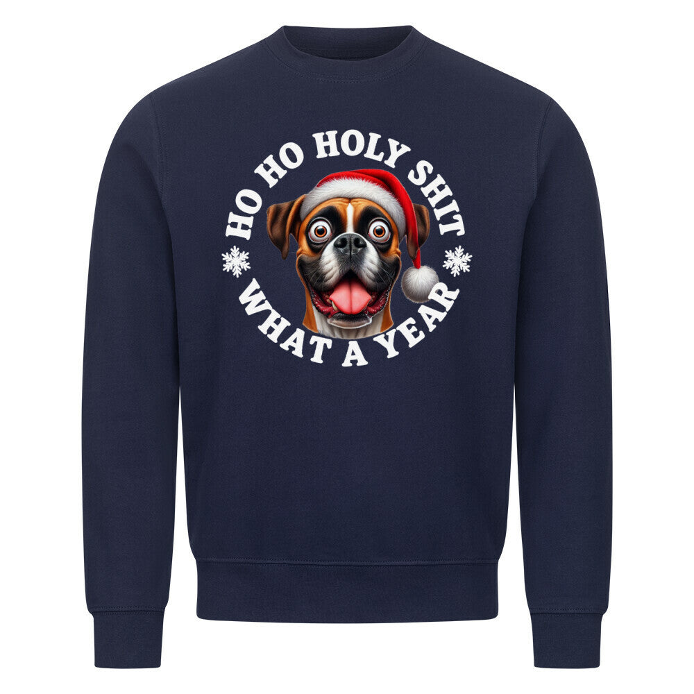 Premium Sweatshirt "Boxer - HO HO..." Navy Blue – hunde-shirt.de