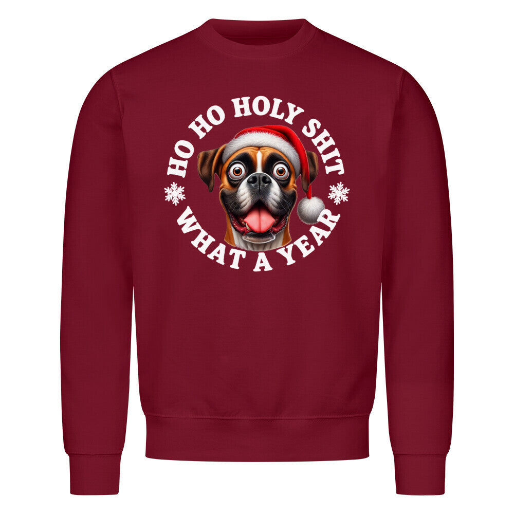 Premium Sweatshirt "Boxer - HO HO..." Burgunder – hunde-shirt.de
