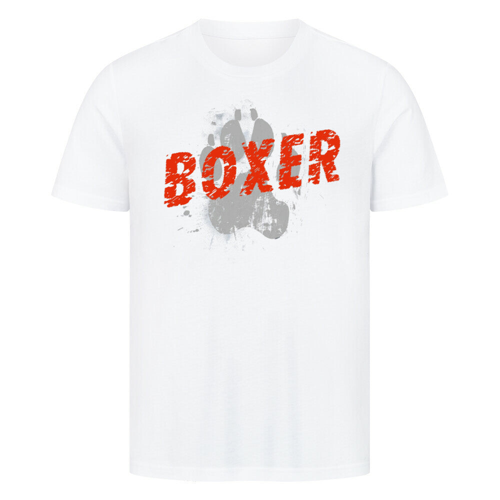 Premium T-Shirt "Boxer - PAW" Weiß – hunde-shirt.de
