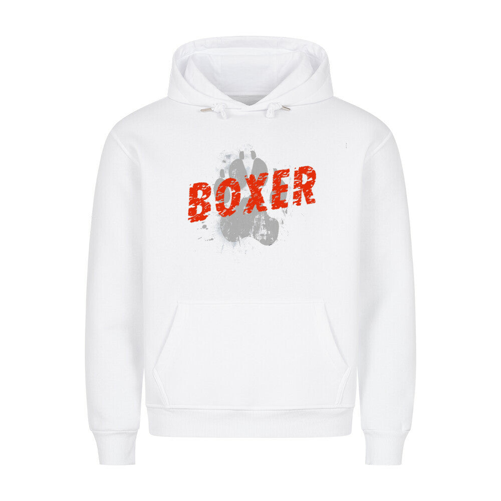 Premium Hoodie "Boxer - PAW" Weiß – hunde-shirt.de