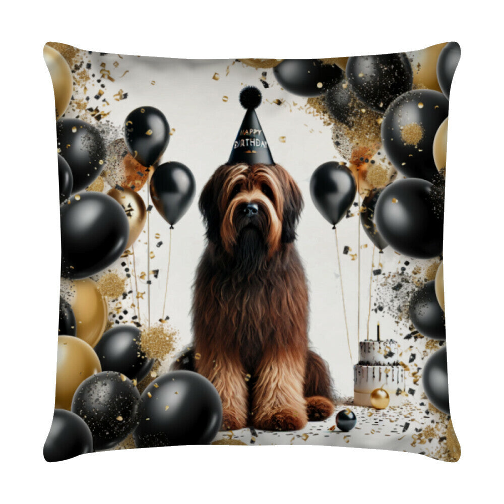 Kissen "Briard - Geburtstag" Weiß – hunde-shirt.de
